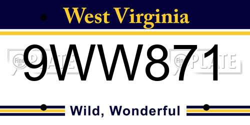 9WW871 West Virginia License Plate