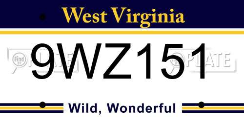 9WZ151 West Virginia License Plate