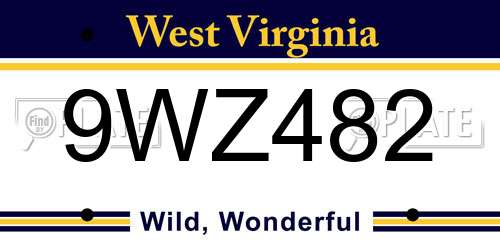 9WZ482 West Virginia License Plate