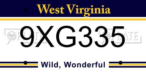 9XG335 West Virginia License Plate