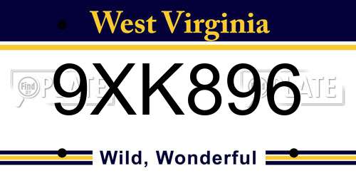 9XK896 West Virginia License Plate