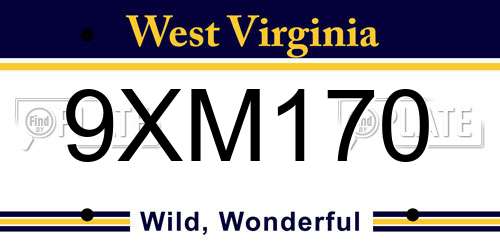 9XM170 West Virginia License Plate