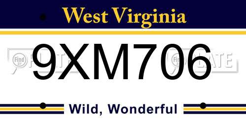 9XM706 West Virginia License Plate