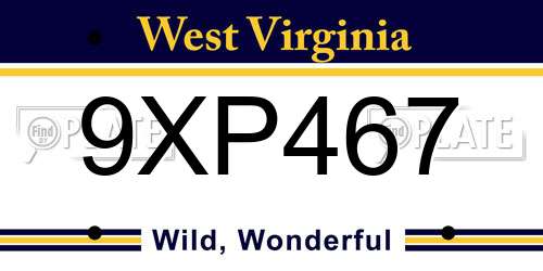 9XP467 West Virginia License Plate