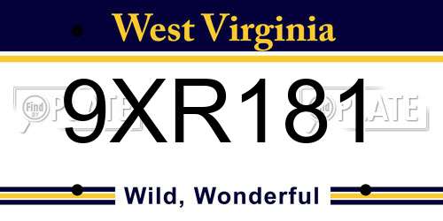 9XR181 West Virginia License Plate