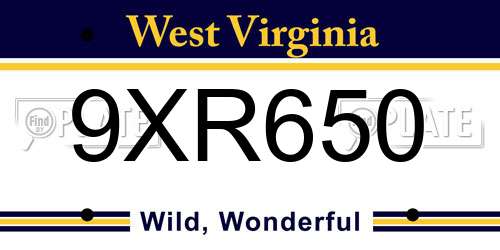 9XR650 West Virginia License Plate