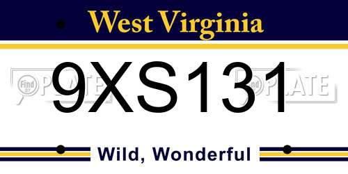 9XS131 West Virginia License Plate