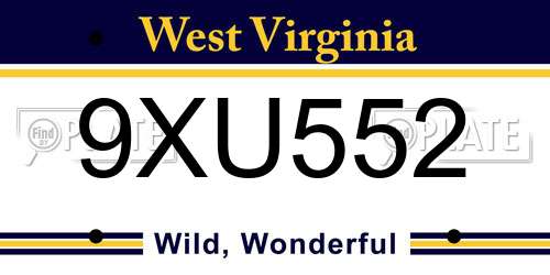 9XU552 West Virginia License Plate