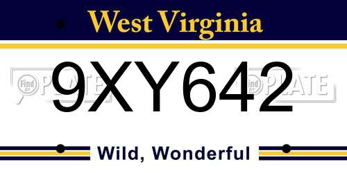 9XY642 West Virginia License Plate