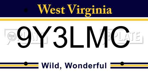 9Y3LMC West Virginia License Plate