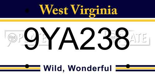 9YA238 West Virginia License Plate
