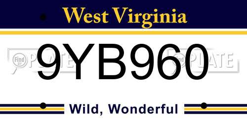 9YB960 West Virginia License Plate