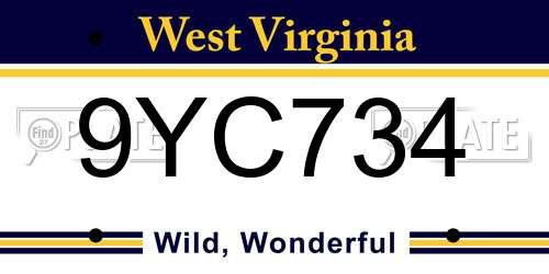 9YC734 West Virginia License Plate