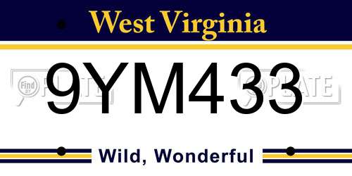 9YM433 West Virginia License Plate