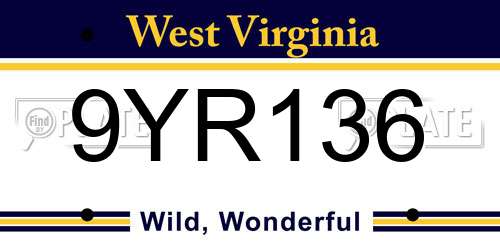 9YR136 West Virginia License Plate