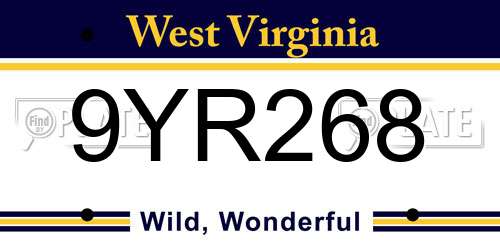 9YR268 West Virginia License Plate