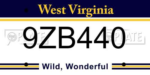 9ZB440 West Virginia License Plate