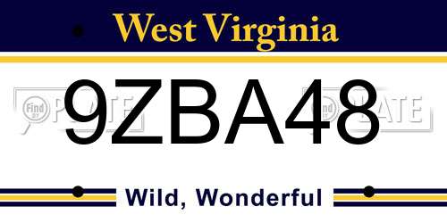 9ZBA48 West Virginia License Plate