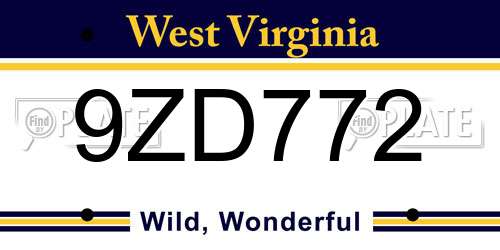 9ZD772 West Virginia License Plate