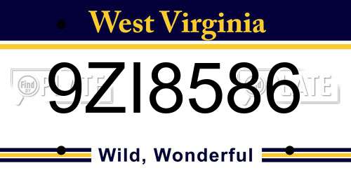 9ZI8586 West Virginia License Plate