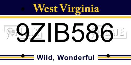 9ZIB586 West Virginia License Plate