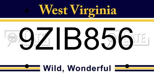 9ZIB856 West Virginia License Plate