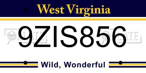 9ZIS856 West Virginia License Plate