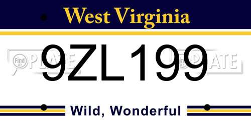 9ZL199 West Virginia License Plate