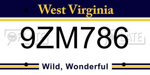 9ZM786 West Virginia License Plate