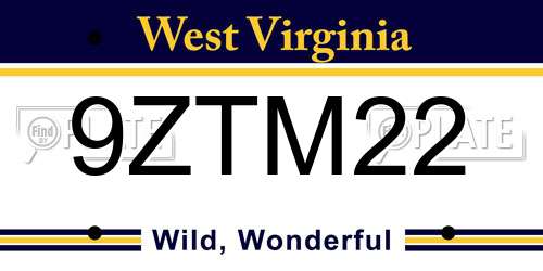9ZTM22 West Virginia License Plate