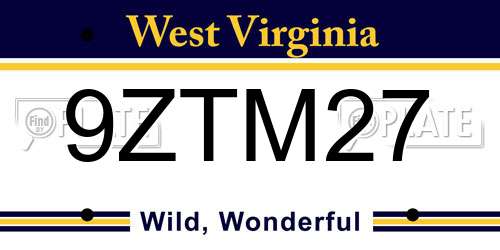9ZTM27 West Virginia License Plate