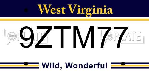 9ZTM77 West Virginia License Plate
