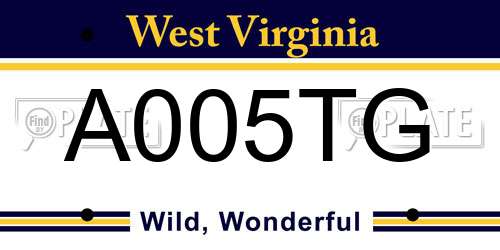 A005TG West Virginia License Plate