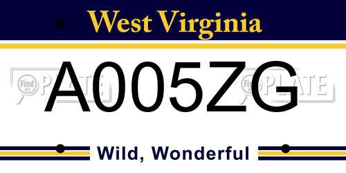 A005ZG West Virginia License Plate