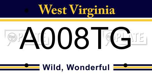 A008TG West Virginia License Plate
