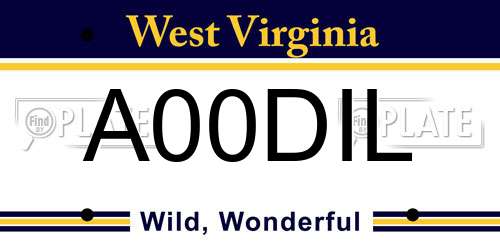 A00DIL West Virginia License Plate