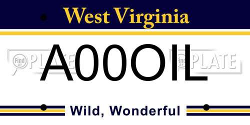 A00OIL West Virginia License Plate