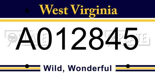 A012845 West Virginia License Plate