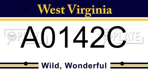 A0142C West Virginia License Plate