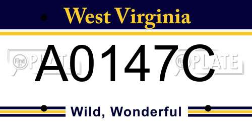 A0147C West Virginia License Plate