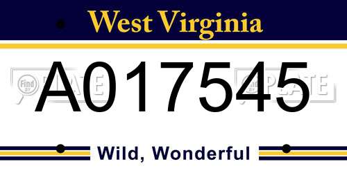 A017545 West Virginia License Plate