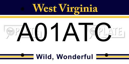 A01ATC West Virginia License Plate