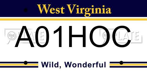 A01HOC West Virginia License Plate