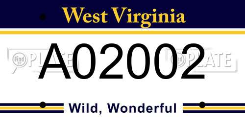 A02002 West Virginia License Plate