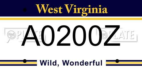 A0200Z West Virginia License Plate