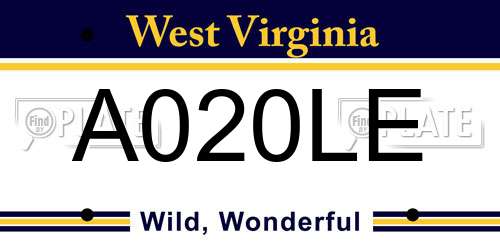 A020LE West Virginia License Plate