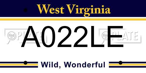 A022LE West Virginia License Plate