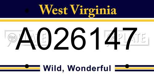 A026147 West Virginia License Plate