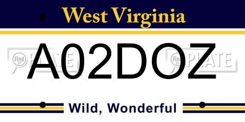A02DOZ West Virginia License Plate