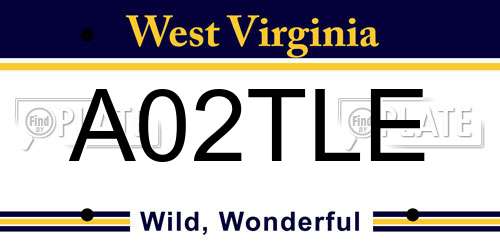 A02TLE West Virginia License Plate